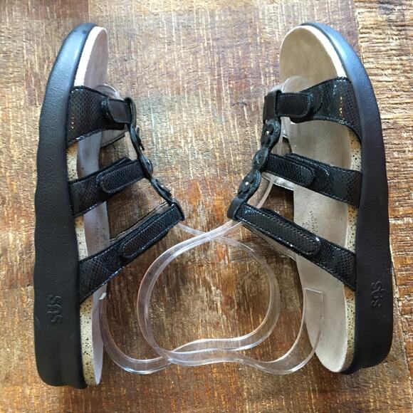 SAS San Antonio Shoes Naples Sandal Black Womens 10 M Comfort Floral Slide - Picture 5 of 8